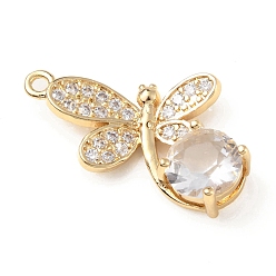 Crystal Brass with K9 Glass & Rhinestone Pendants, Light Gold, Dragonfly Charms, Crystal, 26x15x5.5mm, Hole: 1.5mm
