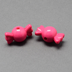 Светло-Вишневый Сплошной цвет акриловые бусины, конфеты, светло-вишневый, 12x21x12 мм, Отверстие : 2 мм , около 389 шт / 500 г