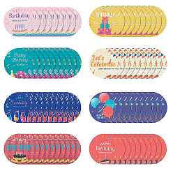 Mixed Patterns 320Pcs 8 Style Happy Birthay Kraft Paper Gift Tags, Flat Round with Mixed Patterns, Mixed Color, 3x0.02cm, Hole: 3mm, 40pcs/style