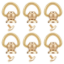 Золотой 6шт. латунь 360 градусный поворотный шаровой штифт d-образное кольцо заклепки с винтовой фиксацией, чехол для телефона своими руками, аксессуары для кошелька из кожи diy, золотые, 2.3x1.7x1 см, Внутренний диаметр: 1.15x0.95 cm