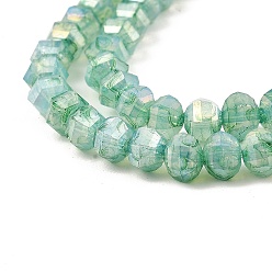 Medium Sea Green Imitation Jade Glass Beads Strands, Faceted, AB Color Plated, Rondelle, Medium Sea Green, 5x4.5mm, Hole: 1.2mm, about 70pcs/strand, 12.80''(32.5cm)