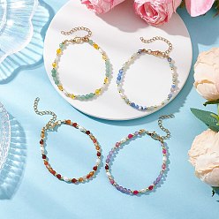 Смешанные камни Браслеты из натурального смешанного драгоценного камня из бисера, с натуральным культивированным пресноводным жемчугом и гальваническим немагнитным синтетическим гематитом, граненые, 7-1/4 дюйм (18.5 см)