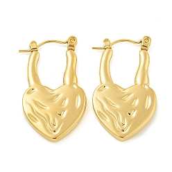 Золотой Ионное покрытие (ip) 304 серьги-кольца из нержавеющей стали для женщин, сердце, золотые, 27.5x16x3 мм