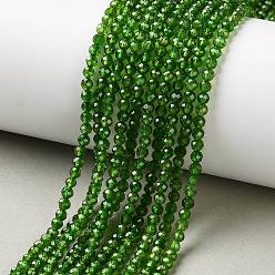 Diopsid Natürliche grüne diopside Perlenstränge, Runde, facettiert, Klasse A, 3.5 mm, Bohrung: 0.6 mm, ca. 140 Stk. / Strang, 15.12'' (38.4 cm)