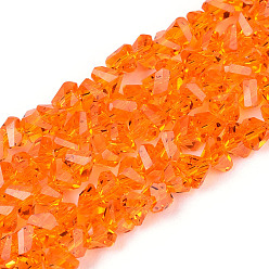 Темно-Оранжевый Прозрачные стеклянные бусины, треугольные, граненые, темно-оранжевый, 3~3.5x4~4.5x4~4.5 мм, отверстие : 0.8 мм, около 121~131 шт / нитка, 14.37~15.35 дюйм (36.5~39 см)