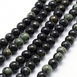 Other Jasper Natural Green Jasper Beads Strands, Round, 6mm, Hole: 1mm, about 69pcs/strand, 15.7 inch(40cm)