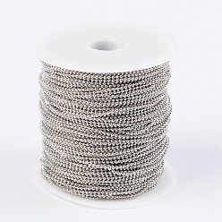 Platinum Iron Ball Bead Chains, Soldered, Platinum Color, with Spool, Bead: 1.5mm, about 328.08 Feet(100m)/roll