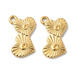Real 18K Gold Plated Manual Polishing 304 Stainless Steel Pendant Rhinestone Settings, Double Heart, Real 18K Gold Plated, Fit for 1.5mm Rhinestone, 14.5x9x1.5mm, Hole: 1.5mmm