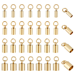 Золотой 32 шт. 4 стиль 201 концы корда из нержавеющей стали, Торцевые крышки, колонка, золотые, 8.5~10x3~6 мм, отверстие : 2.5~4 мм, внутренний диаметр: 2.4~5 мм, 8 шт / стиль
