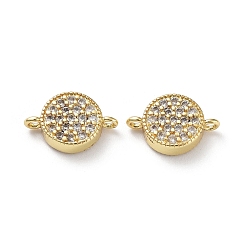 Настоящее золото 18K Латунь с покрытием из латуни, микро-паве, прозрачные подвески из кубического циркония, плоские круглые ссылки, долговечный, без свинца и без кадмия, реальный 18 k позолоченный, 9x13.5x3 мм, отверстие : 1.2 мм