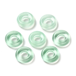 Аквамарин Прозрачное стекло европейские шарики, большое отверстие, плоско-круглые, аквамарин, 12x4 мм, отверстие : 5 мм