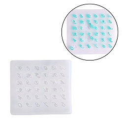 White Silicone Pendant Molds, Resin Casting Molds, For UV Resin, Epoxy Resin Jewelry Making, Number & Alphabet, White, 80x90x4mm
