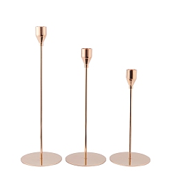 Champagne Gold Iron Candle Holder, for Taper Candles, Weddings or Parties as Well as Home Decoration, Wine Glass Shape, Champagne Yellow, Gold, 100x217~327mm, Inner Diameter: 22mm, 3pcs/set