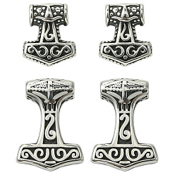Античное Серебро 4 шт 2 стили 304 подвески из нержавеющей стали, Молот тора, античное серебро, 20~29.5x17~21x6~7 мм, отверстие : 3.5~4 мм, 2 шт / стиль