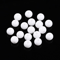 Белый Непрозрачные однотонные стеклянные бусины, круглые, белые, 4.5 мм, отверстие : 0.9~1 мм, Около 4545 шт / 500 г