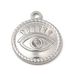 Нержавеющая Сталь Цвет Устойчив к потускнению 304 подвеска из нержавеющей стали с кабошоном, плоские круглые с глаз, цвет нержавеющей стали, лоток : 2 мм, 18x15.5x2 мм, отверстие : 1.6 мм