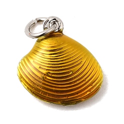 Золотистый Латунь эмаль прелести, шарм из ракушек, долговечный, без свинца и без кадмия, с целью перехода в кольце, стойки покрытие, платина, золотые, 14.5x13.5x4 мм, отверстие : 3.5 мм