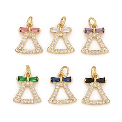 (52) Непрозрачная лаванда Латунный кубический цирконий, с целью перехода в кольце, реальный 18 k позолоченный, без свинца и без кадмия, колокол, разноцветные, 14.5x12x2.7 мм, Перейти кольцо: 5x1 мм, внутренний диаметр: 3.5 мм