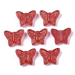 Темно-Красный Прозрачные брызги, окрашенные распылением, с золотой фольгой, бабочка, темно-красный, 12.5x15.5x5 мм, отверстие : 0.5~1 мм