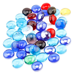Mixed Color Ocean Series Glass Cabochons, DIY Accessories, Half Round/Dome, Mixed Color, 19~20.5x8~9mm, 7 colors, 80g/color, 560g