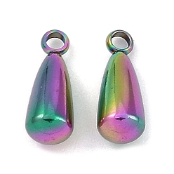 Rainbow Color Ионное покрытие (ip) 304 подвески из нержавеющей стали, очарование слезы, Радуга цветов, 13x5 мм, отверстие : 2 мм