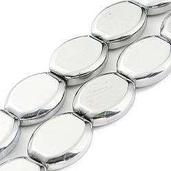 Серебро Полностью покрытые гальваническим способом стеклянные бусины, овальные, серебряные, 17x13.5x4.5 мм, отверстие : 1.2 мм, около 37 шт / нитка, 24.80 дюйм (63 см)