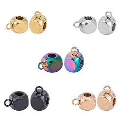 Mixed Color PVD Vacuum Plating 304 Stainless Steel Tube Bails, Loop Bails, Cube Bail Beads, Mixed Color, 9x6x6mm, Hole: 1.6mm, 5 colors, 8pcs/color, 40pcs/box