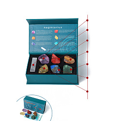 Стрелец Сырой 12 набор натуральных целебных камней созвездий, Образцы камней чакры Рейки для балансировки энергии, медитационной терапии, Стрелец, 200x120x60 мм, 7 шт / комплект