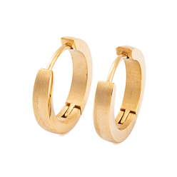 Золотой Серьги-обручи из нержавеющей стали с ионным покрытием (IP) из матовой 304 для женщин, с 316 штифтов из нержавеющей стали, золотые, 2.8x12.5 мм