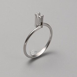 Platinum Aluminium Alloy Finger Rings Components, 4 Prong Ring Settings, Platinum, US Size 9 1/2(19.3mm)