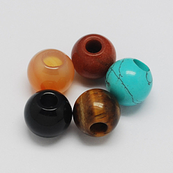 Mixed Stone Natural & Synthetic Mixed Gemstone European Beads, Large Hole Beads, Rondelle, 16x15mm, Hole: 6mm