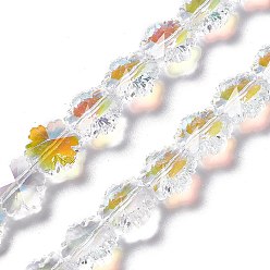 Снежинка Граненые круглые стеклянные бусины, прозрачные, снежинка, 14x12.5x7.5 мм, отверстие : 1.2 мм, около 60 шт / нитка, 29.13'' (74 см)
