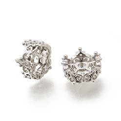 Платина Латунные микропаве прозрачные кубики из циркония, стойки покрытие, долговечный, без свинца и без кадмия, корона, платина, 10.5x6.5 мм, отверстие : 1.8 мм