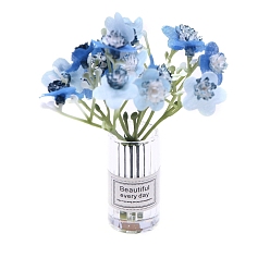 Светло-Голубой Пластиковые цветочные миниатюрные украшения, со стеклянной вазой, аксессуары для кукольного домика с микро-ландшафтом, притворяясь опорными украшениями, Небесно-голубой, 80x70x20 мм