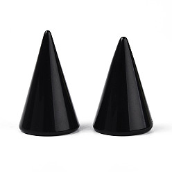Обсидиан Подставки для колец из натурального обсидиана, форма конуса, 2.45~2.55x3.9~4.1 см