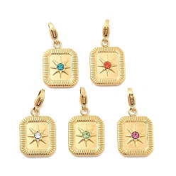 (52) Непрозрачная лаванда Прямоугольник со звездой 304 подвесные украшения из нержавеющей стали со стразами, украшения с застежкой в виде клешни лобстера, ионное покрытие (ip), реальный 14 k позолоченный, разноцветные, 30 мм