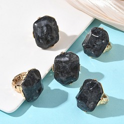 Лабрадорита Кольца для пальцев из натурального лабрадорита и сплава для женщин, самородки, золотые, самородки: 36.5~37x30 мм, внутренний диаметр: 17.5~19 мм