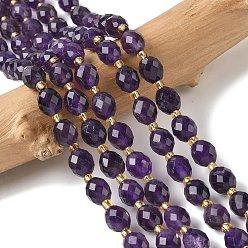 Аметист Природный аметист нитей бисера, граненые, рис, с бисером, 7.5~8x6~7.5 мм, отверстие : 0.8~1 мм, около 36~40 шт / нитка, 15.55~15.75'' (39.5~40 см)
