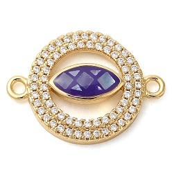 Индиго Покрытие стойки латунное микро-паве прозрачное кольцо с кубическим цирконием и подвесками в виде конского глаза, с эмалью и ракушкой, реальный 18 k позолоченный, долговечный, без свинца и без кадмия, индиговые, 24x17x4.5 мм, отверстие : 1.6 мм