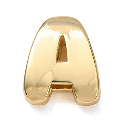 Letter A Латунные бусины, долговечный, стойки покрытие, без свинца и без кадмия, реальный 18 k позолоченный, буква a, 21x17x7 мм, отверстие : 18x4 мм