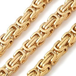 Golden 201 Stainless Steel Byzantine Chains, Unwelded, Golden, 7x7mm