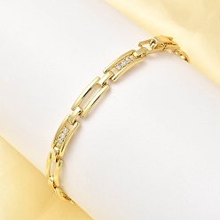 Настоящее золото 18K Латунные браслеты-цепочки с микропаве из прозрачных кубических цирконий для женщин, прямоугольные, долговечный, стойки покрытие, без свинца и без кадмия, реальный 18 k позолоченный, 7-5/8 дюйм (19.5 см)