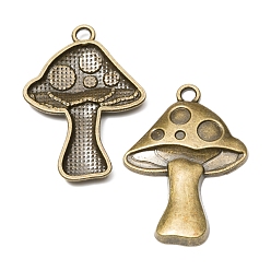Antique Bronze Tibetan Style Alloy Pendants, Mushroom Charm, Antique Bronze, 41x29x3mm