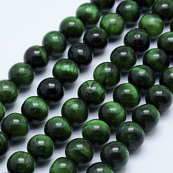 Тигровый глаз Природных тигровый глаз бисер нитей, окрашенная и подогревом, круглые, 10 мм, отверстие : 1 мм, около 38~39 шт / нитка, 14.9 дюйм (38 см)