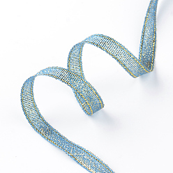 Dark Blue Glitter Metallic Ribbon, Sparkle Ribbon, with Gold Metallic Cords, Valentine's Day Gifts Boxes Packages, Dark Blue, 1/4 inch(6mm), about 33yards/roll(30.1752m/roll), 10rolls/group