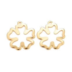 Echt 24 k vergoldet 201 Edelstahl Anhänger, Blume, echt 24 k vergoldet, 19.5x18x1 mm, Bohrung: 1.4 mm