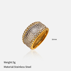 Другие 304 палец кольца из нержавеющей стали, настоящее золото и нержавеющая сталь, вакуумное покрытие pvd, размер США 8 (18.1 мм)