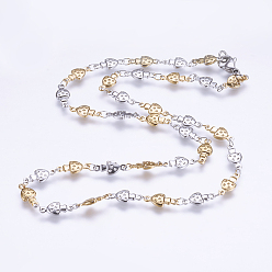 Золотой & Цвет Нержавеющей Стали 304 из нержавеющей стали цепи ожерелья, с застежками эмали и когтя омара, гриб, золотые и нержавеющая сталь цвет, 17.5 дюйм (44.5 см)