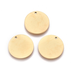 Золотой Ионное покрытие (ip) 304 брелоки из нержавеющей стали, зеркальная полировка, штамповка пустой метки, лазерная резка, плоско-круглые, золотые, 14.8x1.1 мм, отверстие : 1.2 мм
