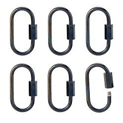 Черный 6 шт. 304 подвески с винтовым карабином из нержавеющей стали, для изготовления ожерелий, быстрые ссылки, овальные, чёрные, 26x14x2 мм, Винт: 8x4 мм